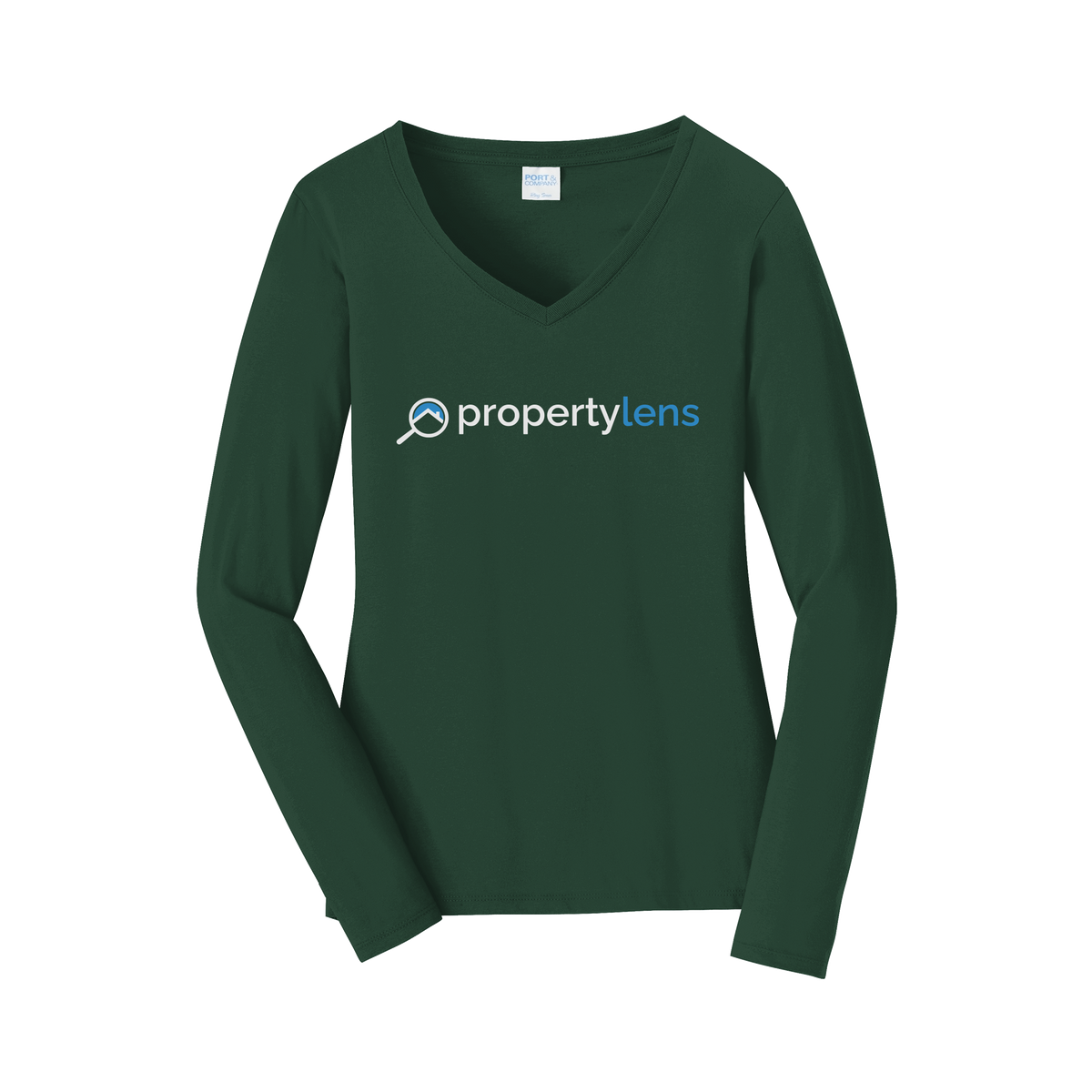 propertylens-womens-long-sleeve-v-neck-dtf-front-LPC450VLS-forestgreen-flat-front