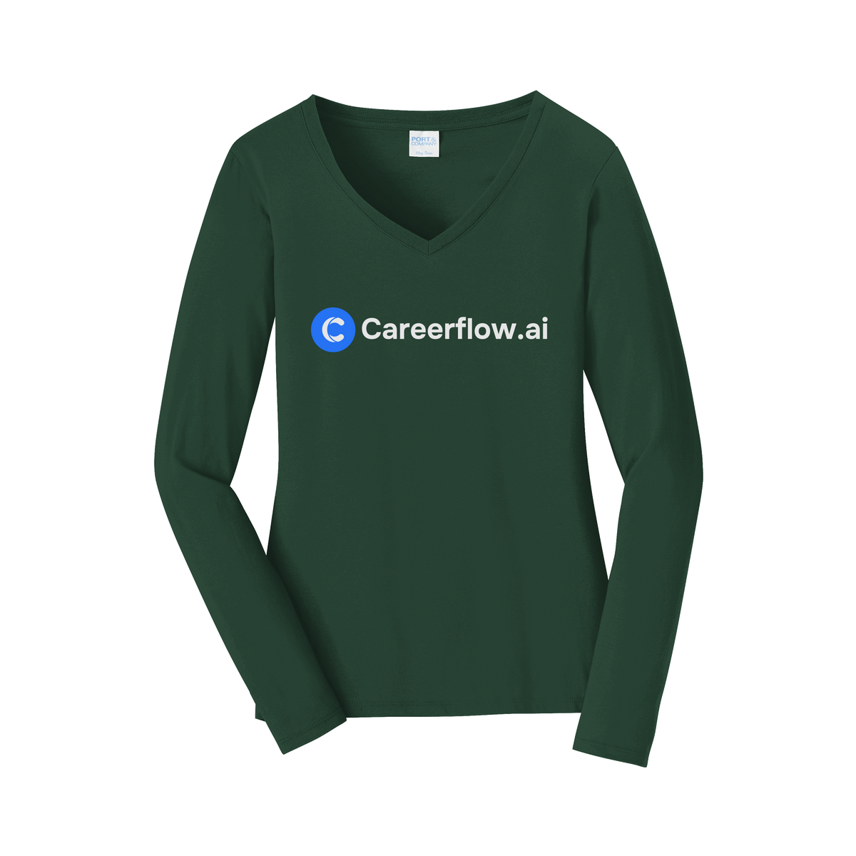 careerflow-womens-long-sleeve-v-neck-dtf-front-LPC450VLS-forestgreen-flat-front