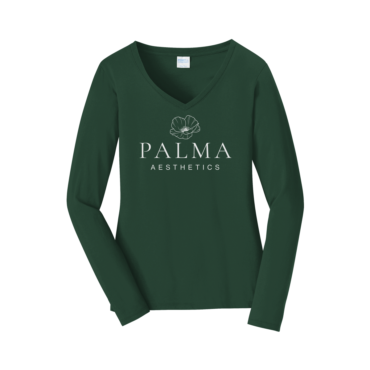 palmaaesthetics-womens-long-sleeve-v-neck-dtf-front-LPC450VLS-forestgreen-flat-front