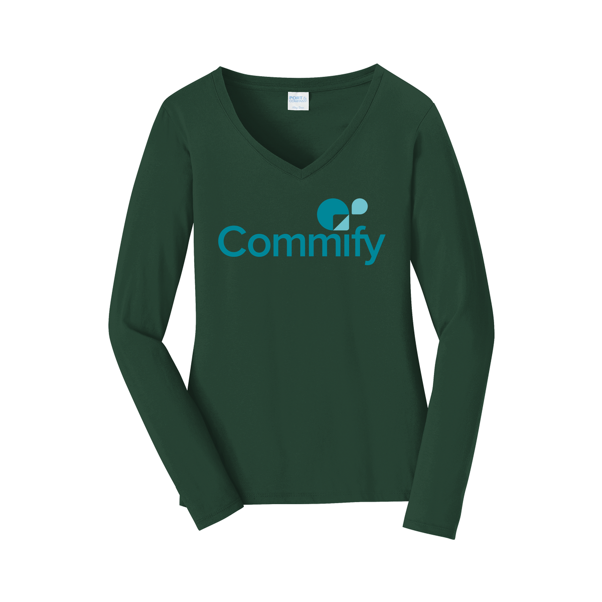 commify-womens-long-sleeve-v-neck-dtf-front-LPC450VLS-forestgreen-flat-front