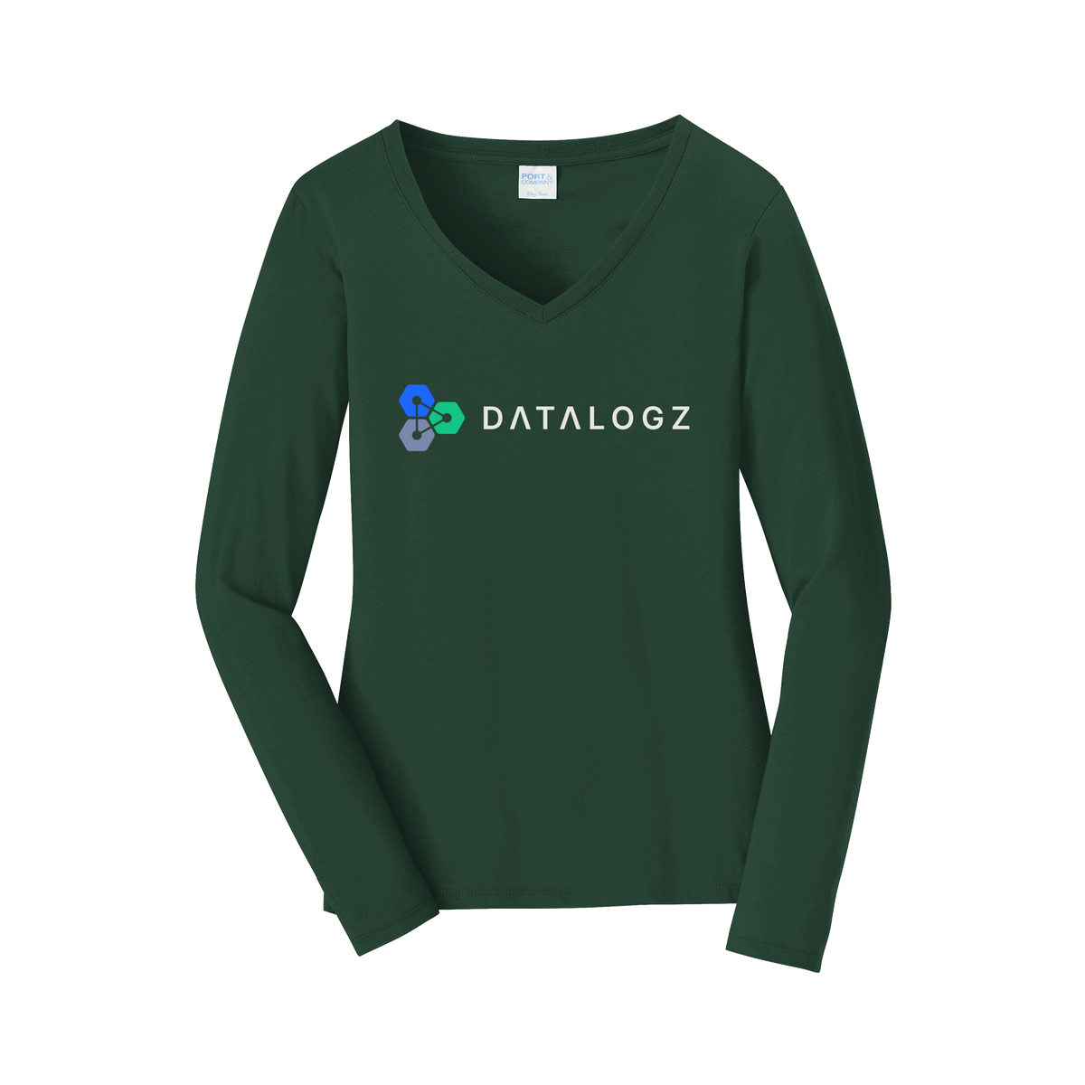 datalogz-womens-long-sleeve-v-neck-dtf-front-LPC450VLS-forestgreen-flat-front