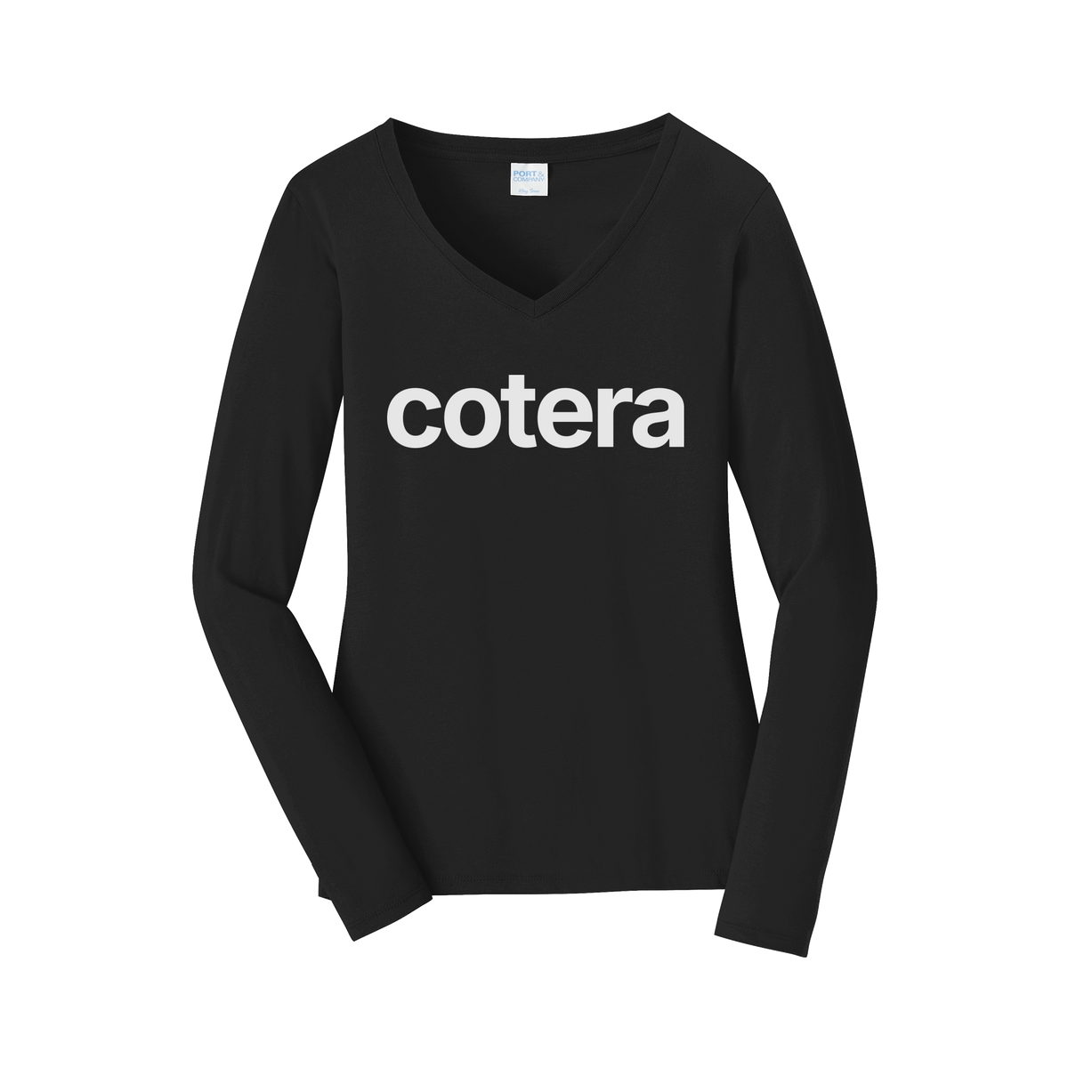 cotera-womens-long-sleeve-v-neck-dtf-front-LPC450VLS-jetblack-flat-front