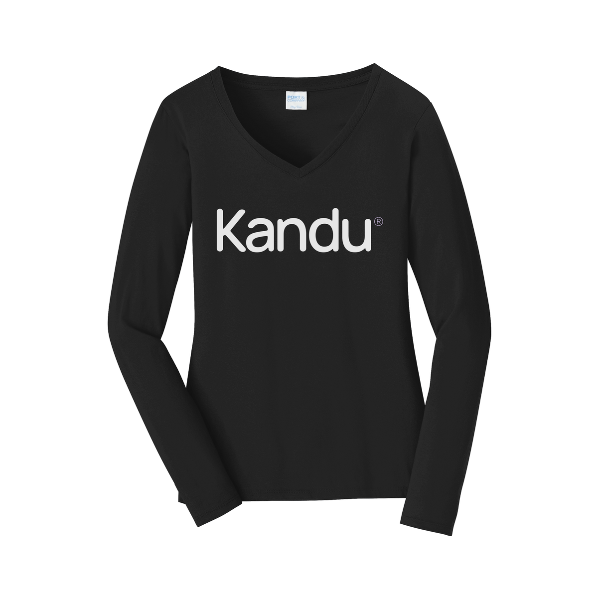 kandu-womens-long-sleeve-v-neck-dtf-front-LPC450VLS-jetblack-flat-front