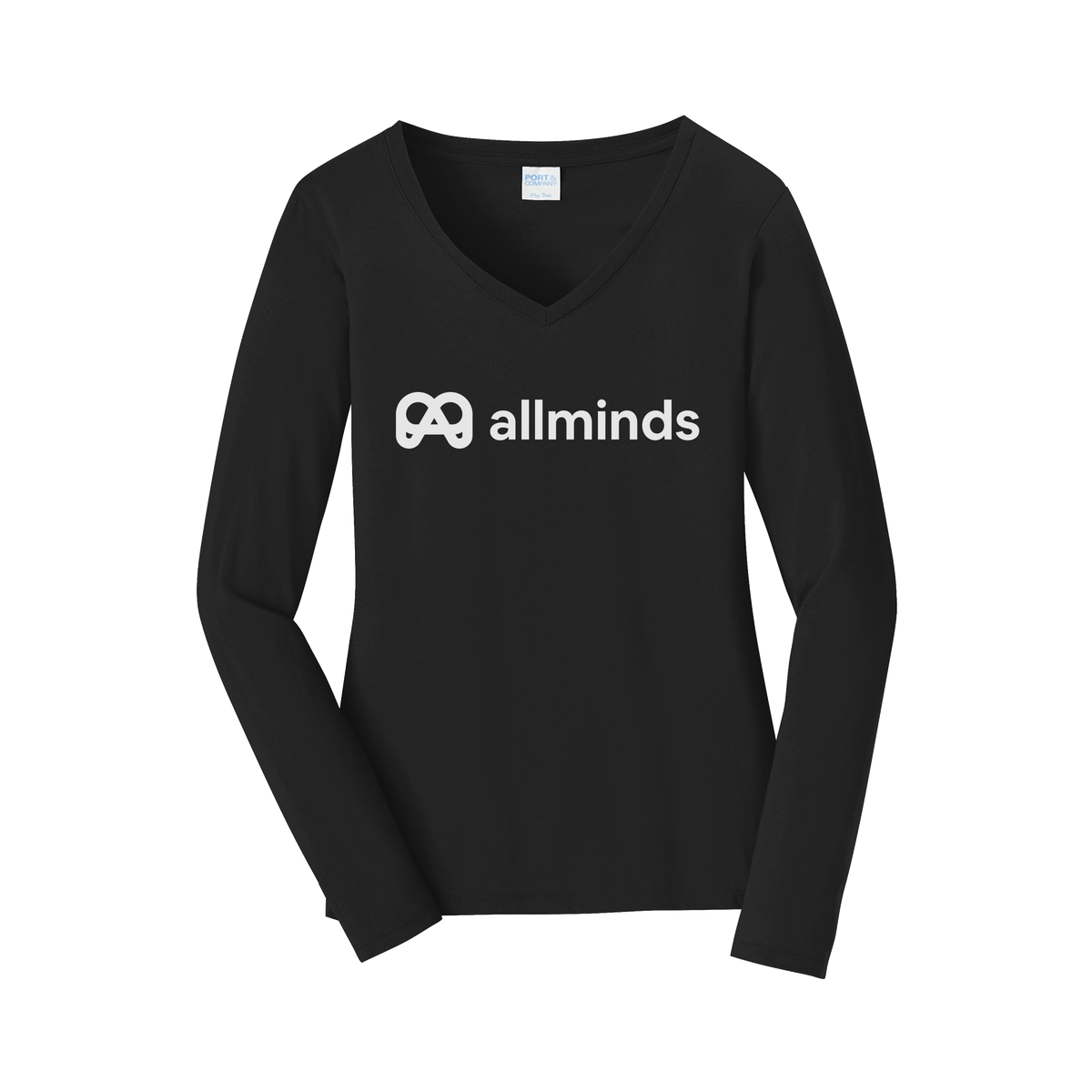 getallminds-womens-long-sleeve-v-neck-dtf-front-LPC450VLS-jetblack-flat-front