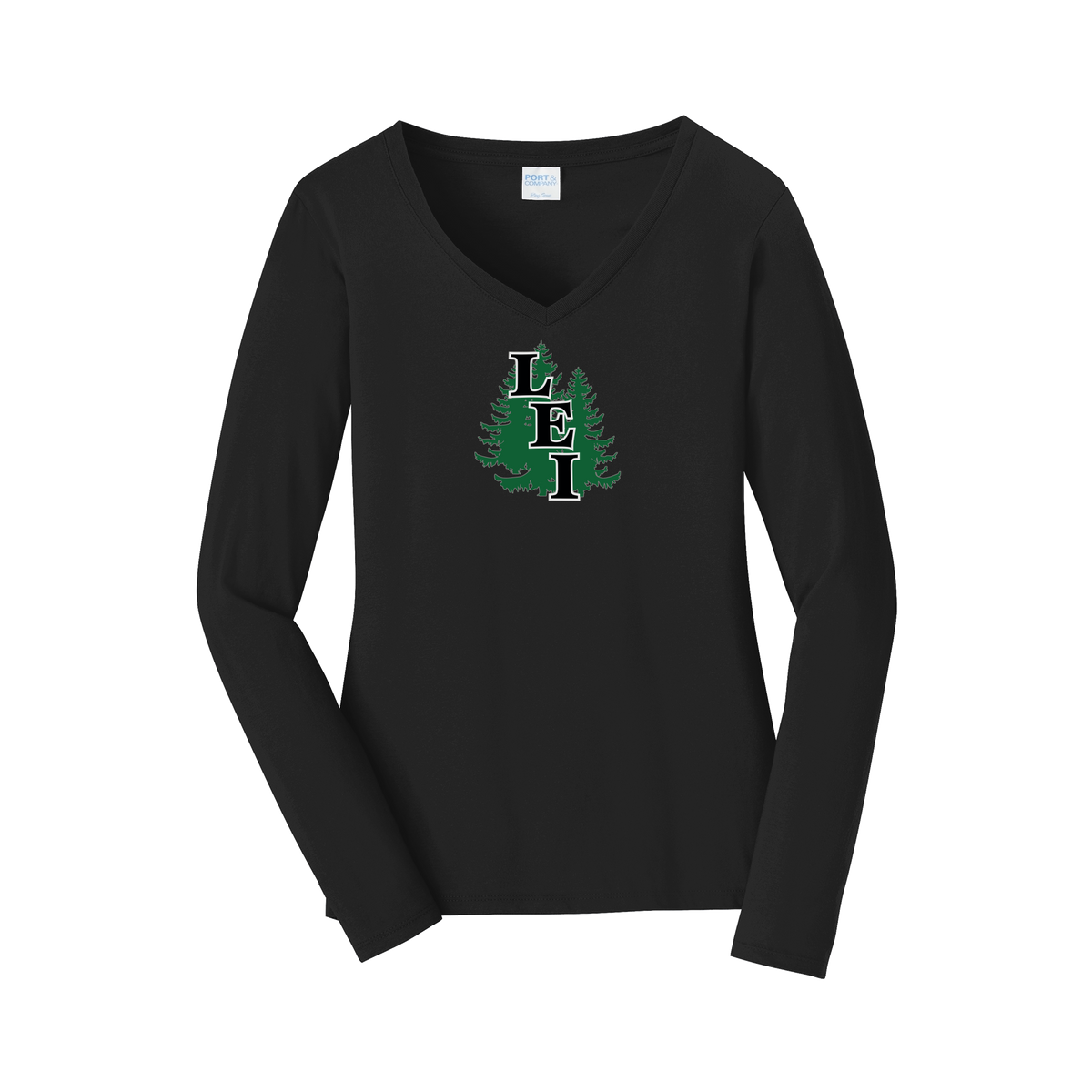 leisite-womens-long-sleeve-v-neck-dtf-front-LPC450VLS-jetblack-flat-front