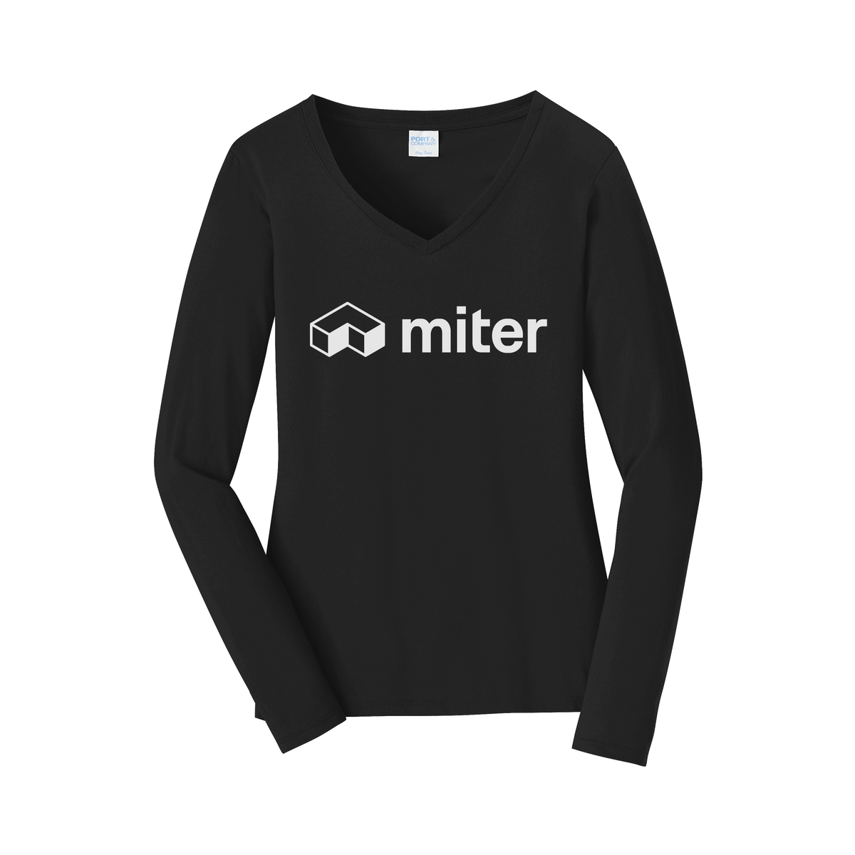 miter-womens-long-sleeve-v-neck-dtf-front-LPC450VLS-jetblack-flat-front