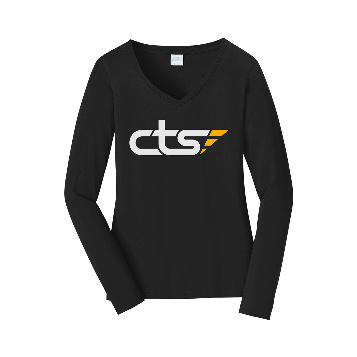 cts1-womens-long-sleeve-v-neck-dtf-front-LPC450VLS-jetblack-flat-front