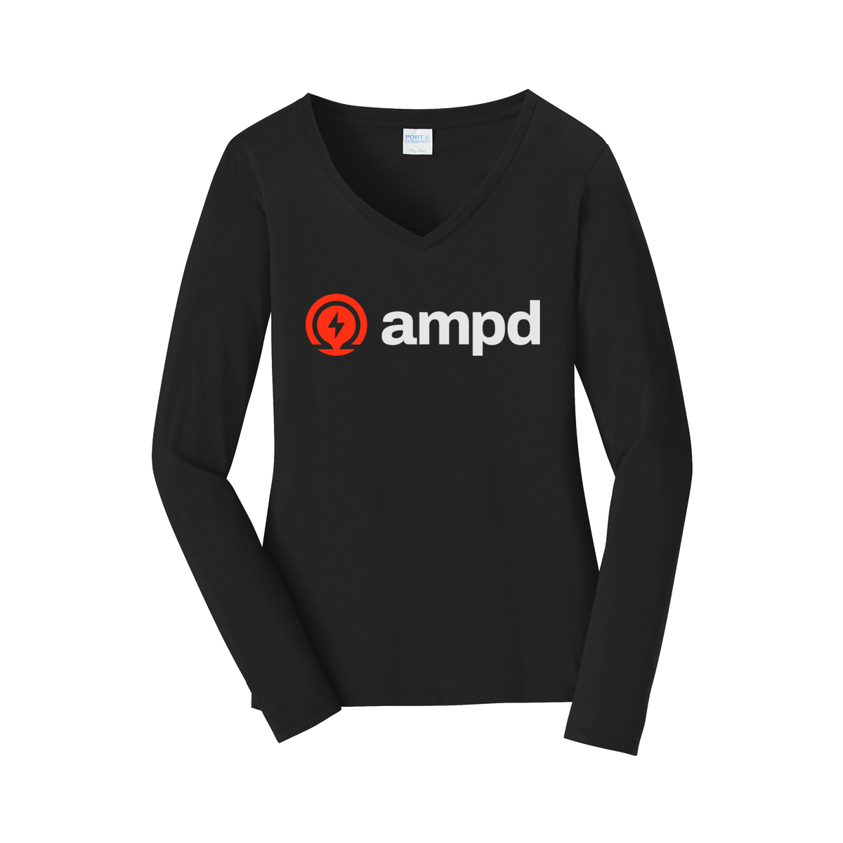 ampd-womens-long-sleeve-v-neck-dtf-front-LPC450VLS-jetblack-flat-front