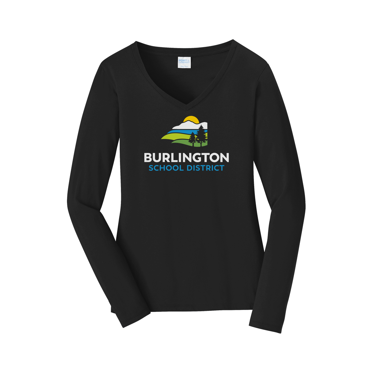 bsdvt-womens-long-sleeve-v-neck-dtf-front-LPC450VLS-jetblack-flat-front