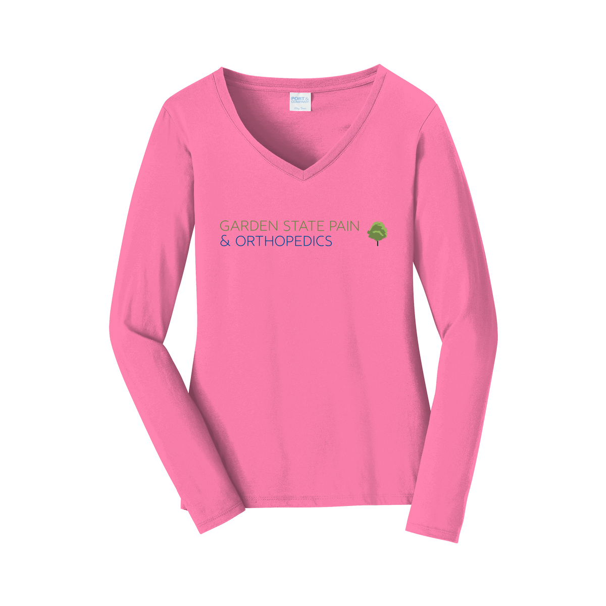 gardenstatepain-womens-long-sleeve-v-neck-dtf-front-LPC450VLS-newpink-flat-front