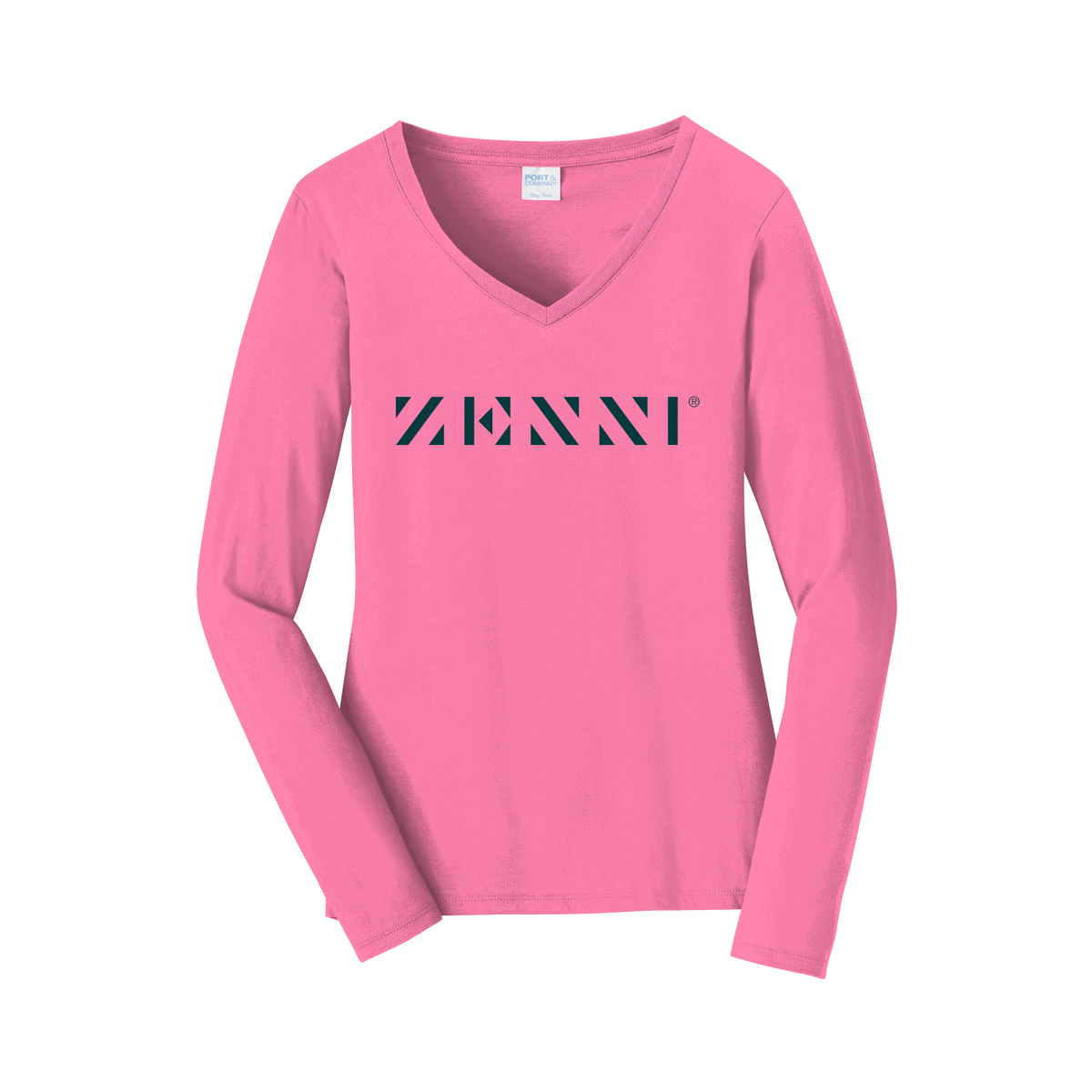 zennioptical-womens-long-sleeve-v-neck-dtf-front-LPC450VLS-newpink-flat-front