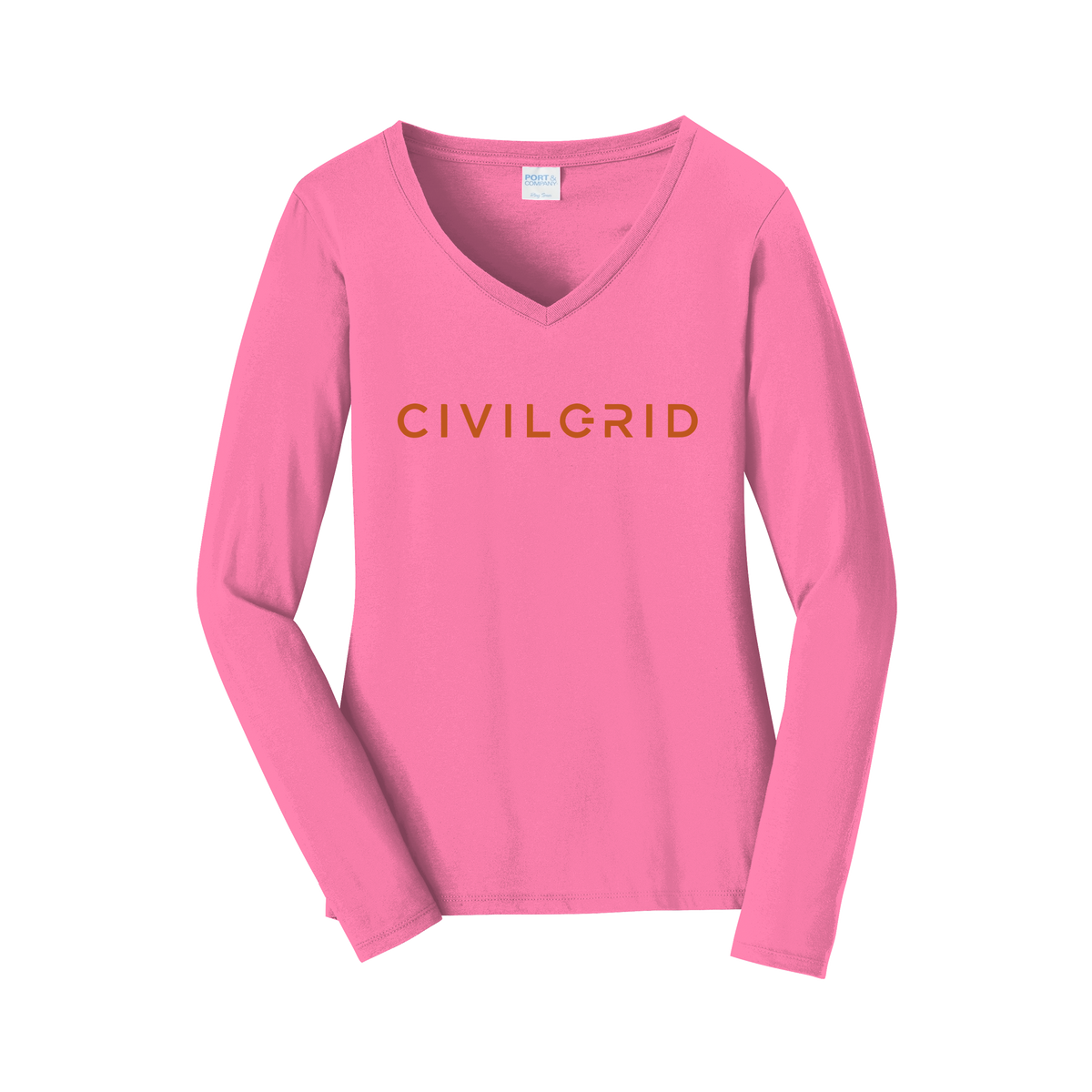 civilgrid-womens-long-sleeve-v-neck-dtf-front-LPC450VLS-newpink-flat-front