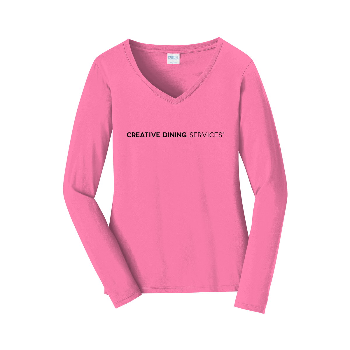 creativedining-womens-long-sleeve-v-neck-dtf-front-LPC450VLS-newpink-flat-front