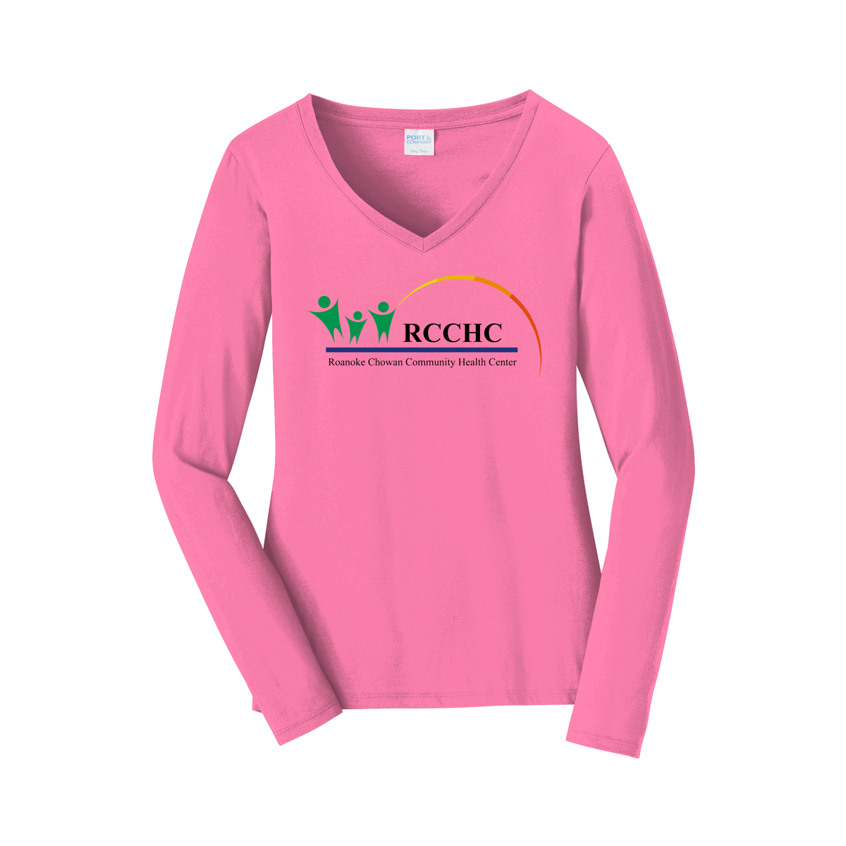 rcchc-womens-long-sleeve-v-neck-dtf-front-LPC450VLS-newpink-flat-front