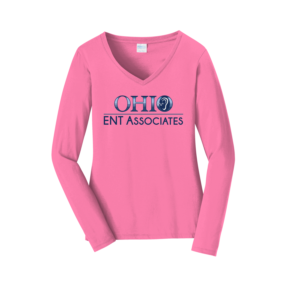 ohioentaudiology-womens-long-sleeve-v-neck-dtf-front-LPC450VLS-newpink-flat-front