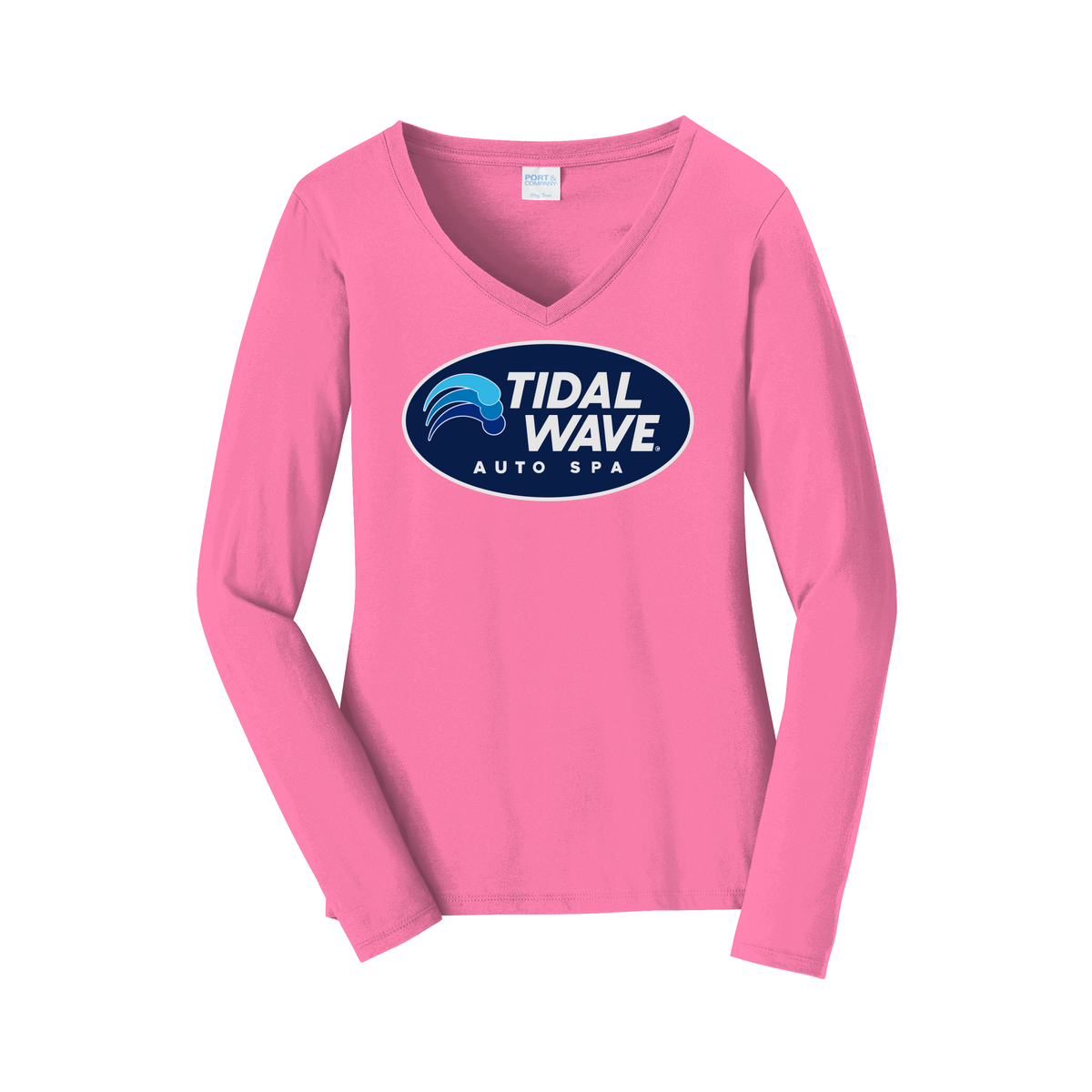 tidalwaveautospa-womens-long-sleeve-v-neck-dtf-front-LPC450VLS-newpink-flat-front
