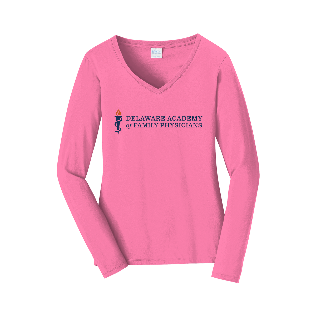delfamdoc-womens-long-sleeve-v-neck-dtf-front-LPC450VLS-newpink-flat-front