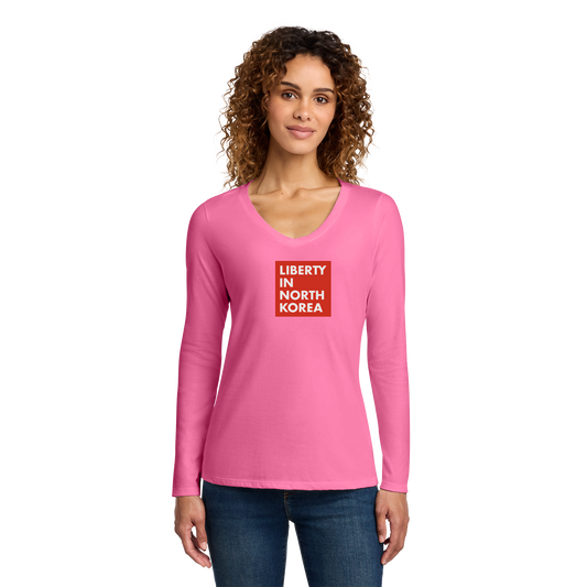 libertyinnorthkorea-womens-long-sleeve-v-neck-primary-mockup
