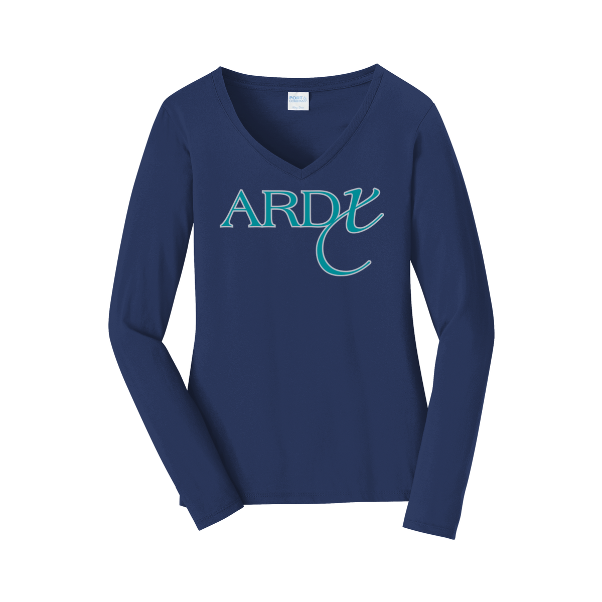 ardx-womens-long-sleeve-v-neck-dtf-front-LPC450VLS-teamnavy-flat-front