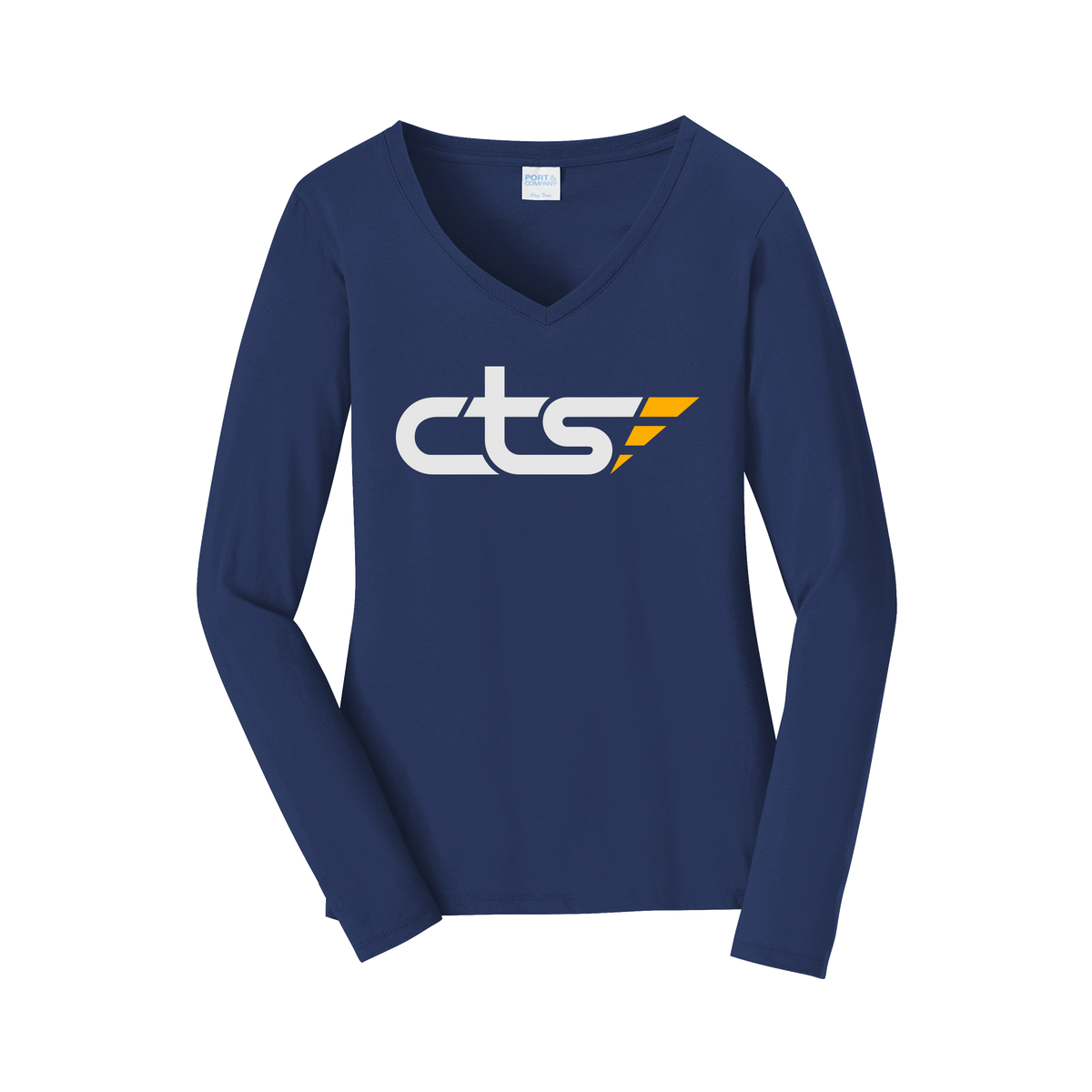 cts1-womens-long-sleeve-v-neck-dtf-front-LPC450VLS-teamnavy-flat-front