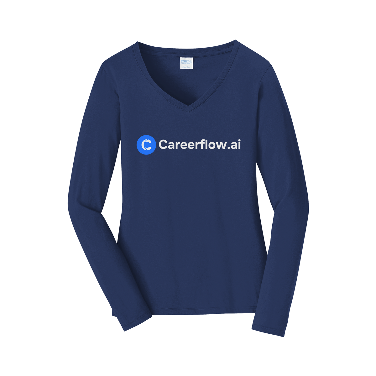 careerflow-womens-long-sleeve-v-neck-dtf-front-LPC450VLS-teamnavy-flat-front