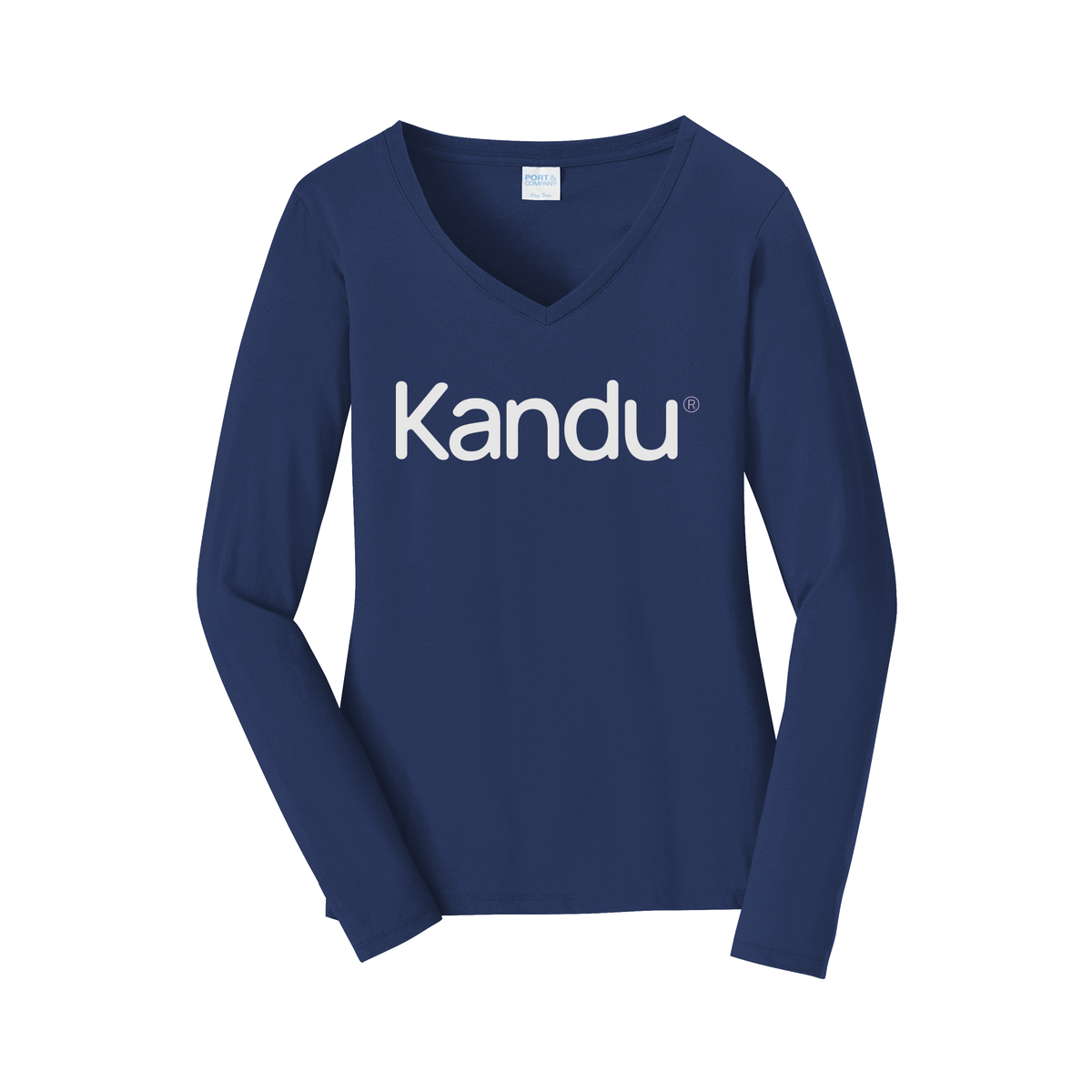 kandu-womens-long-sleeve-v-neck-dtf-front-LPC450VLS-teamnavy-flat-front