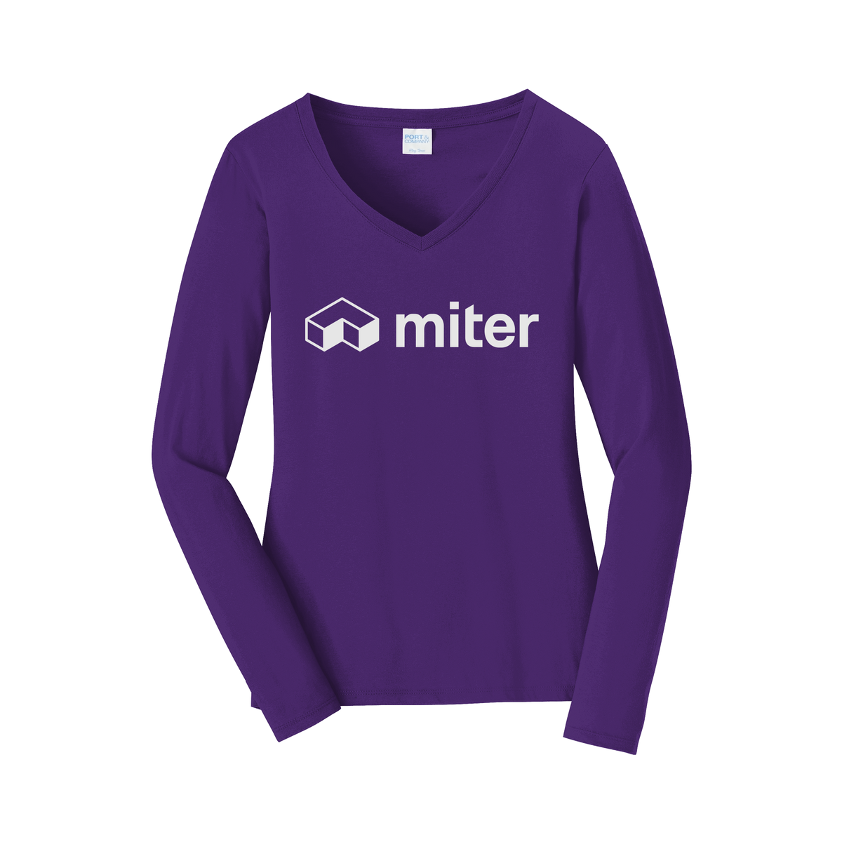 miter-womens-long-sleeve-v-neck-dtf-front-LPC450VLS-teampurple-flat-front