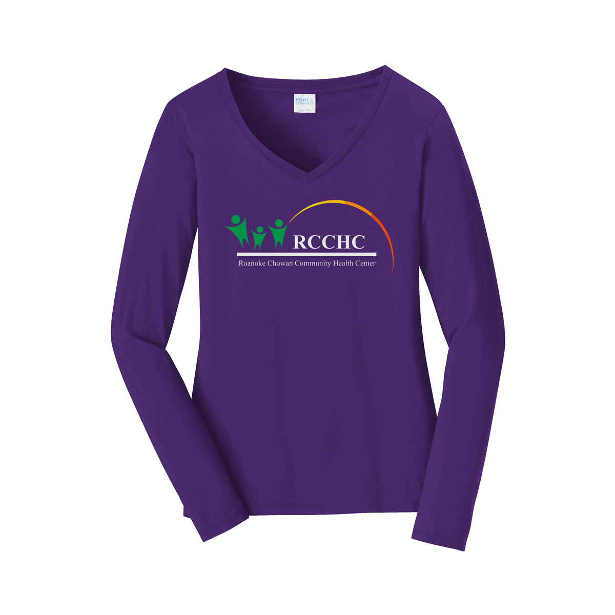 rcchc-womens-long-sleeve-v-neck-dtf-front-LPC450VLS-teampurple-flat-front