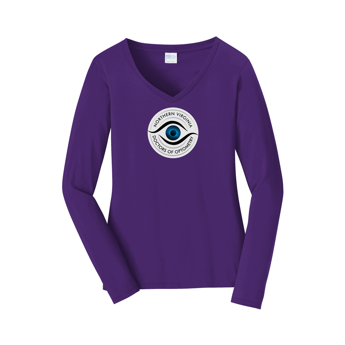 novaeyedocs-womens-long-sleeve-v-neck-dtf-front-LPC450VLS-teampurple-flat-front