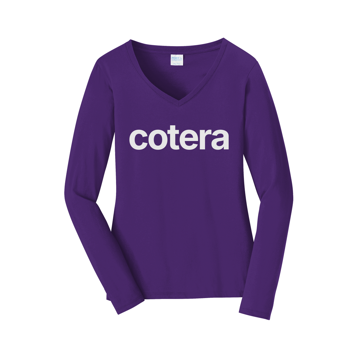 cotera-womens-long-sleeve-v-neck-dtf-front-LPC450VLS-teampurple-flat-front