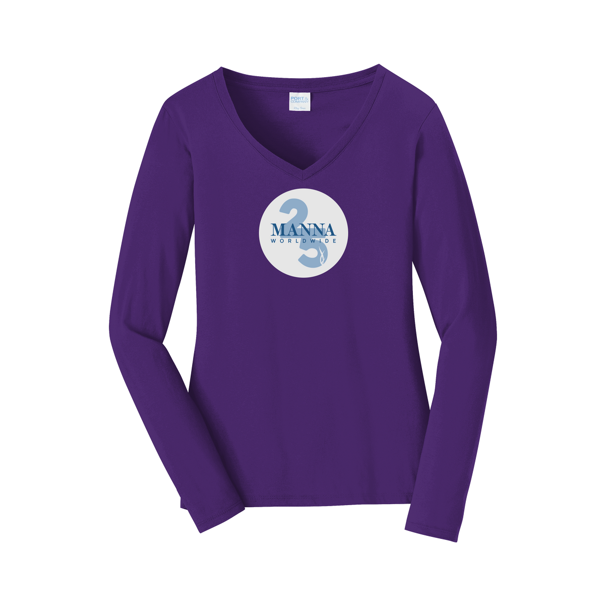 mannaworldwide-womens-long-sleeve-v-neck-dtf-front-LPC450VLS-teampurple-flat-front