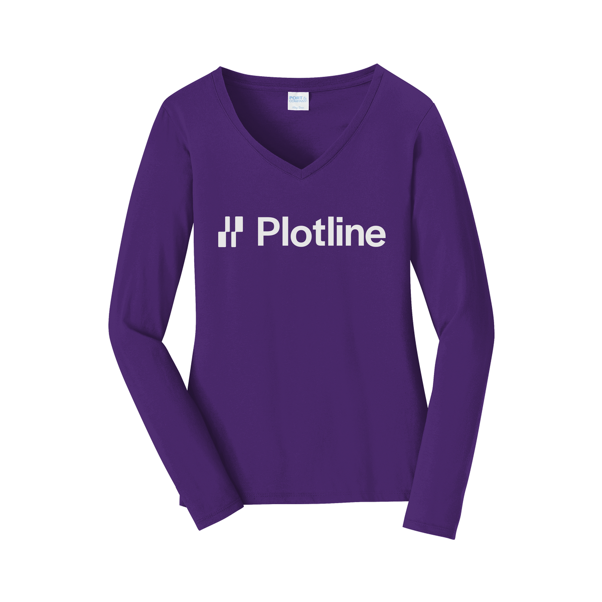 plotline-womens-long-sleeve-v-neck-dtf-front-LPC450VLS-teampurple-flat-front