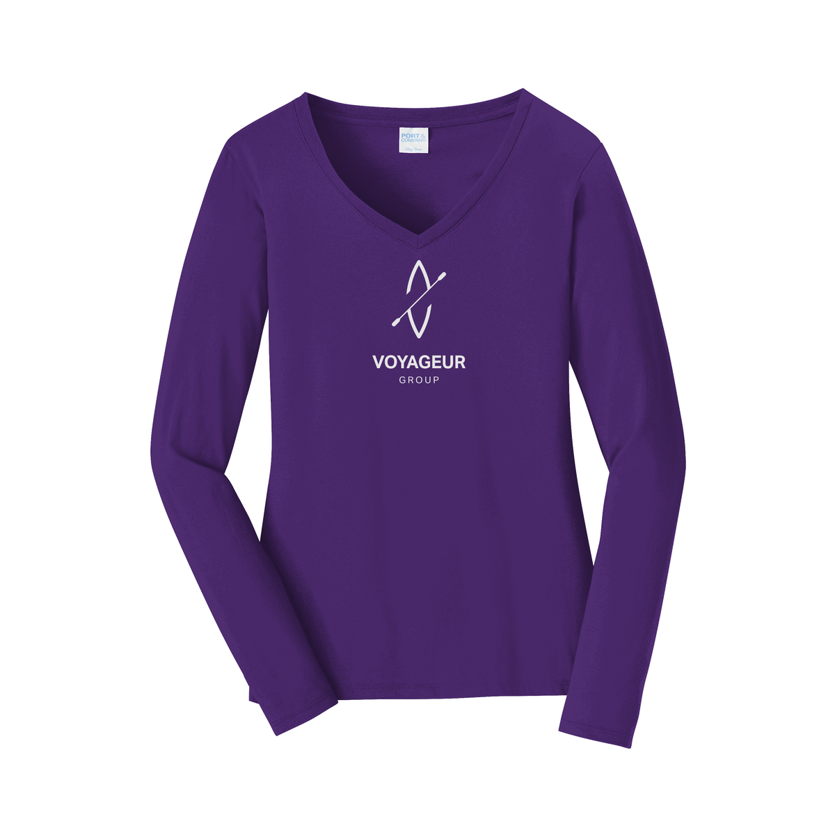 voyageurgroup-womens-long-sleeve-v-neck-dtf-front-LPC450VLS-teampurple-flat-front