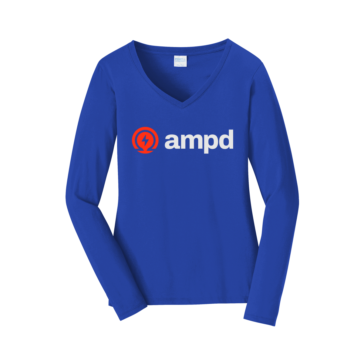 ampd-womens-long-sleeve-v-neck-dtf-front-LPC450VLS-trueroyal-flat-front