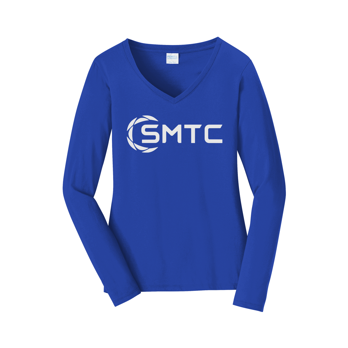 smtc-womens-long-sleeve-v-neck-dtf-front-LPC450VLS-trueroyal-flat-front