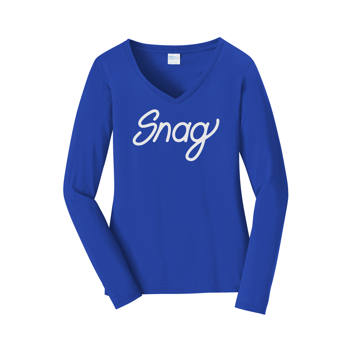 snagdelivery-womens-long-sleeve-v-neck-dtf-front-LPC450VLS-trueroyal-flat-front