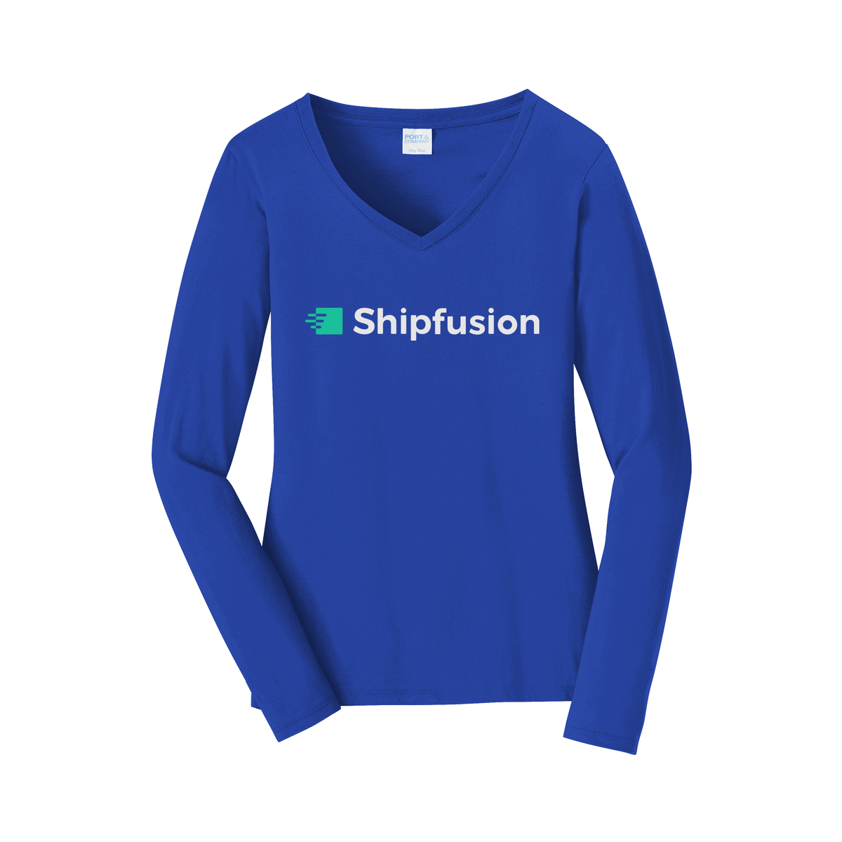 shipfusion-womens-long-sleeve-v-neck-dtf-front-LPC450VLS-trueroyal-flat-front