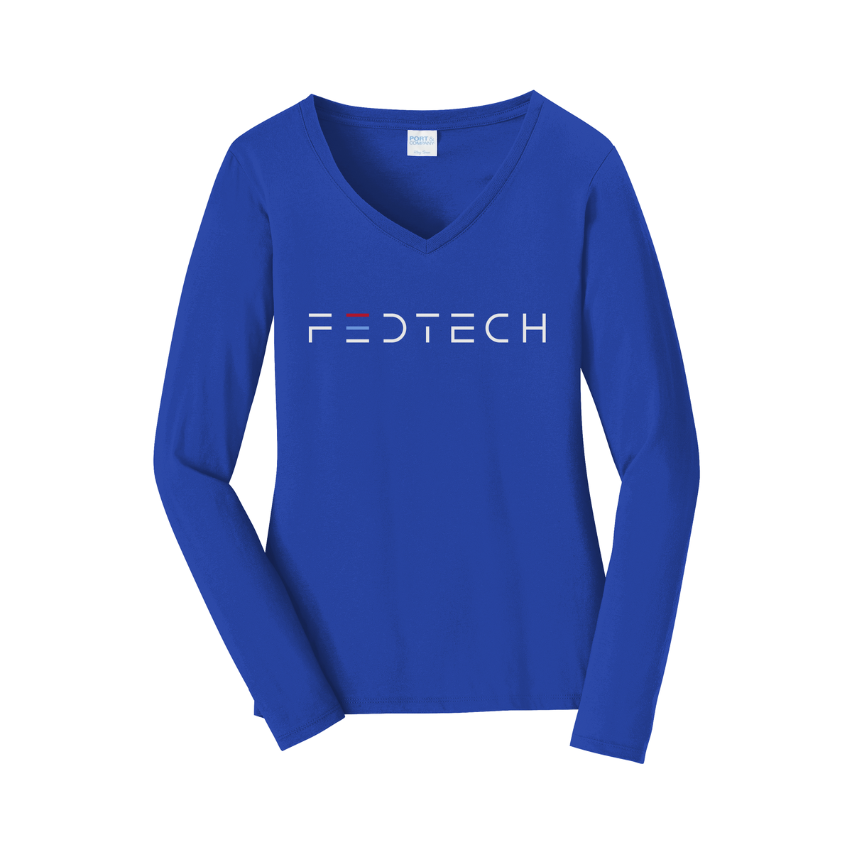 fedtech-womens-long-sleeve-v-neck-dtf-front-LPC450VLS-trueroyal-flat-front