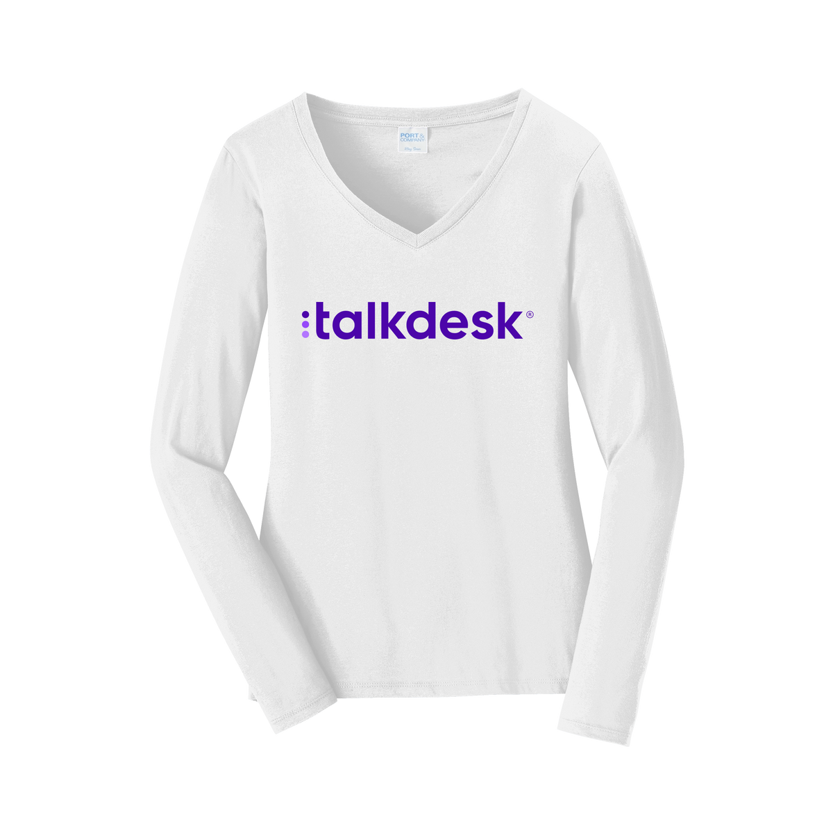 talkdesk-womens-long-sleeve-v-neck-dtf-front-LPC450VLS-white-flat-front