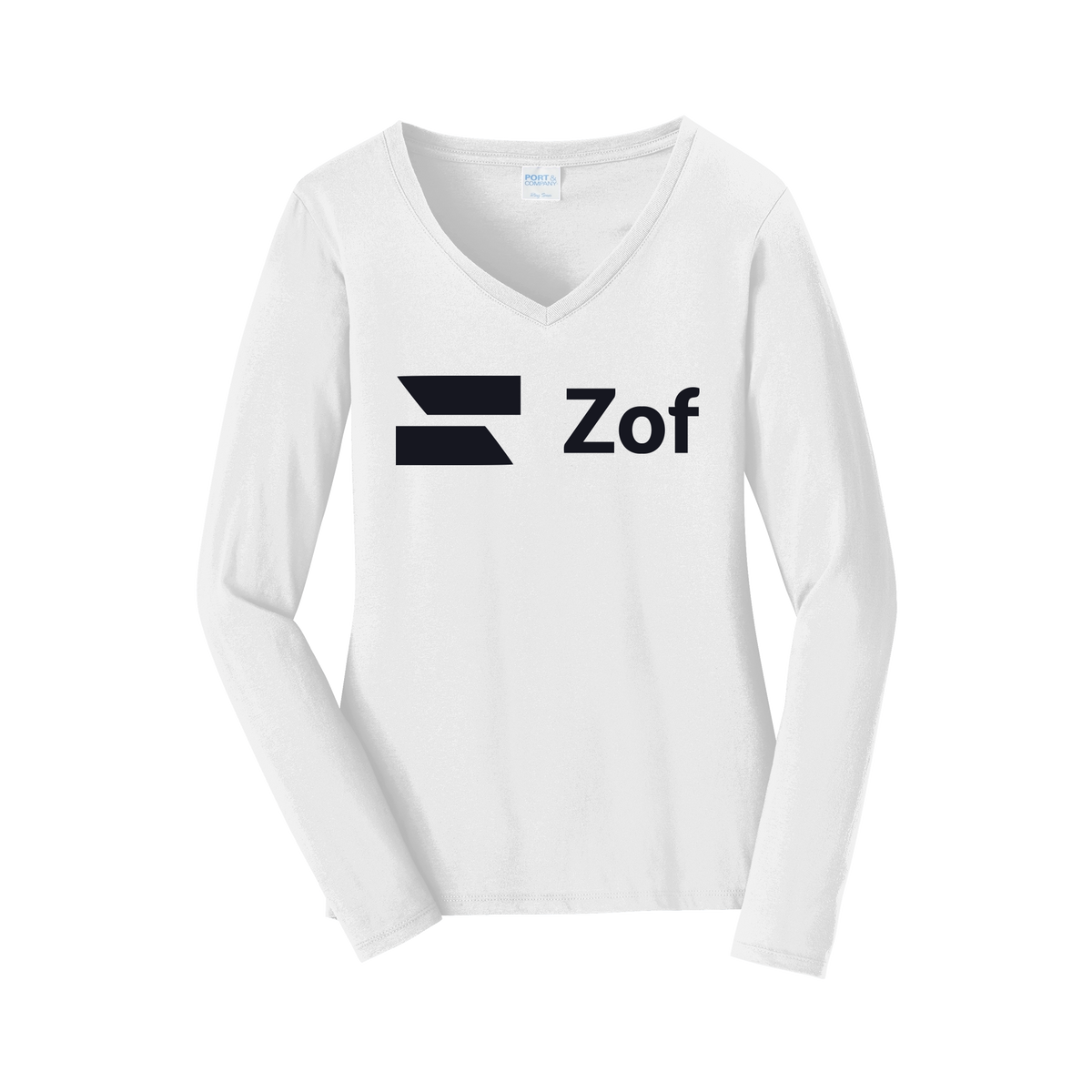 zof-womens-long-sleeve-v-neck-dtf-front-LPC450VLS-white-flat-front