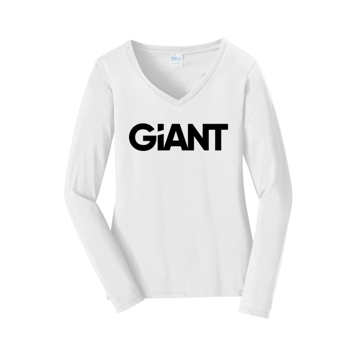 giantworldwide-womens-long-sleeve-v-neck-dtf-front-LPC450VLS-white-flat-front