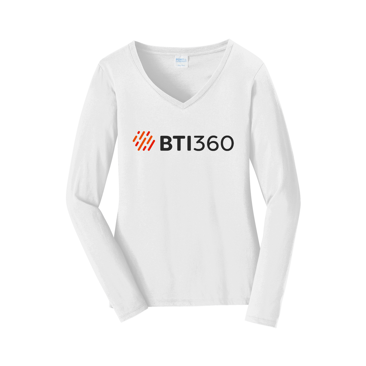 bti360-womens-long-sleeve-v-neck-dtf-front-LPC450VLS-white-flat-front