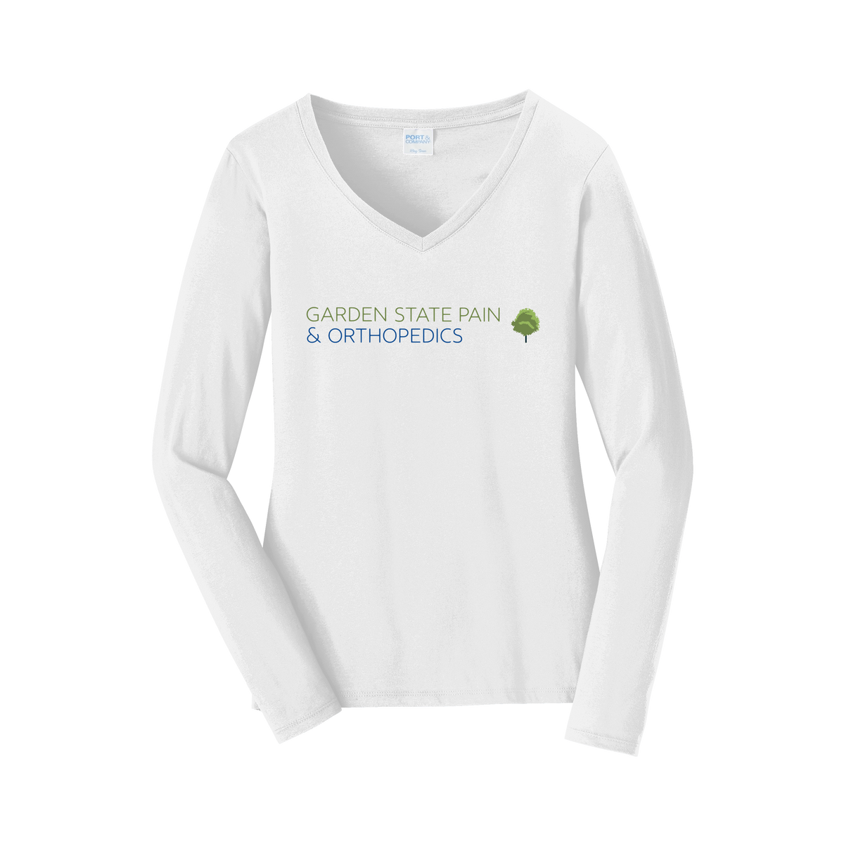 gardenstatepain-womens-long-sleeve-v-neck-dtf-front-LPC450VLS-white-flat-front