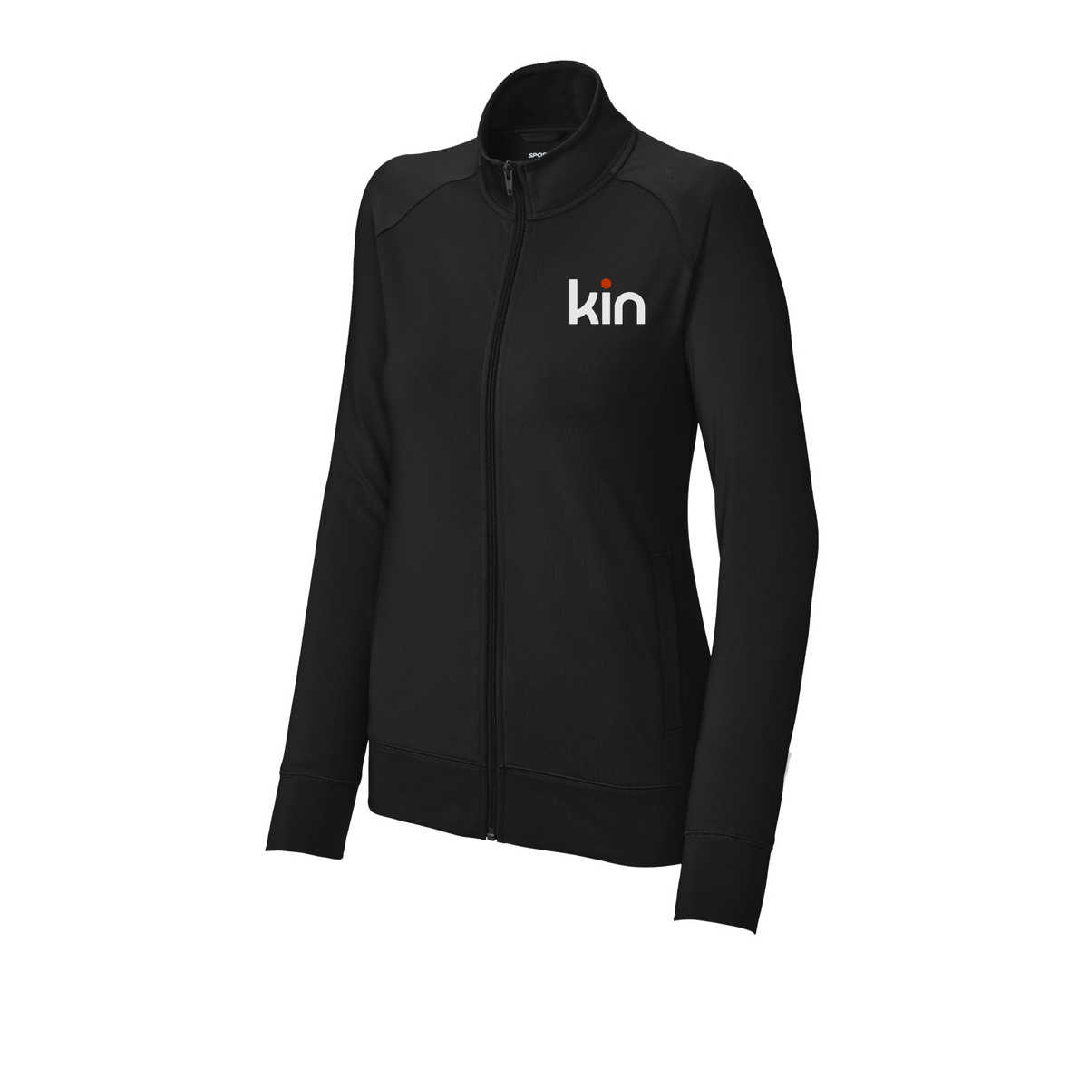 meetkin-womens-sport-wick-cadet-jacket-embroidery-leftchest-LST857-black-flat-front