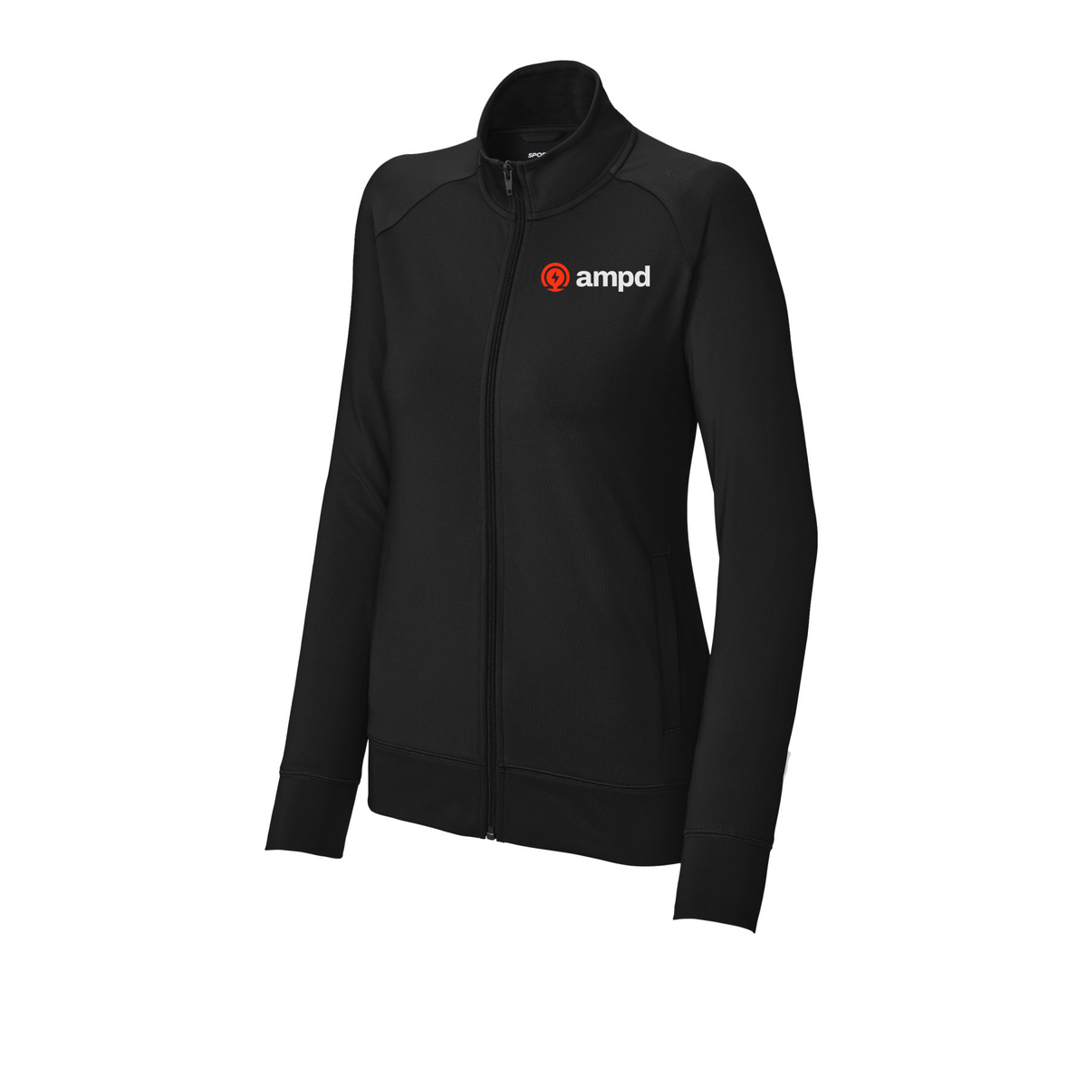 ampd-sport-tek-womens-cadet-jacket-embroidery-leftchest-LST857-black-flat-front