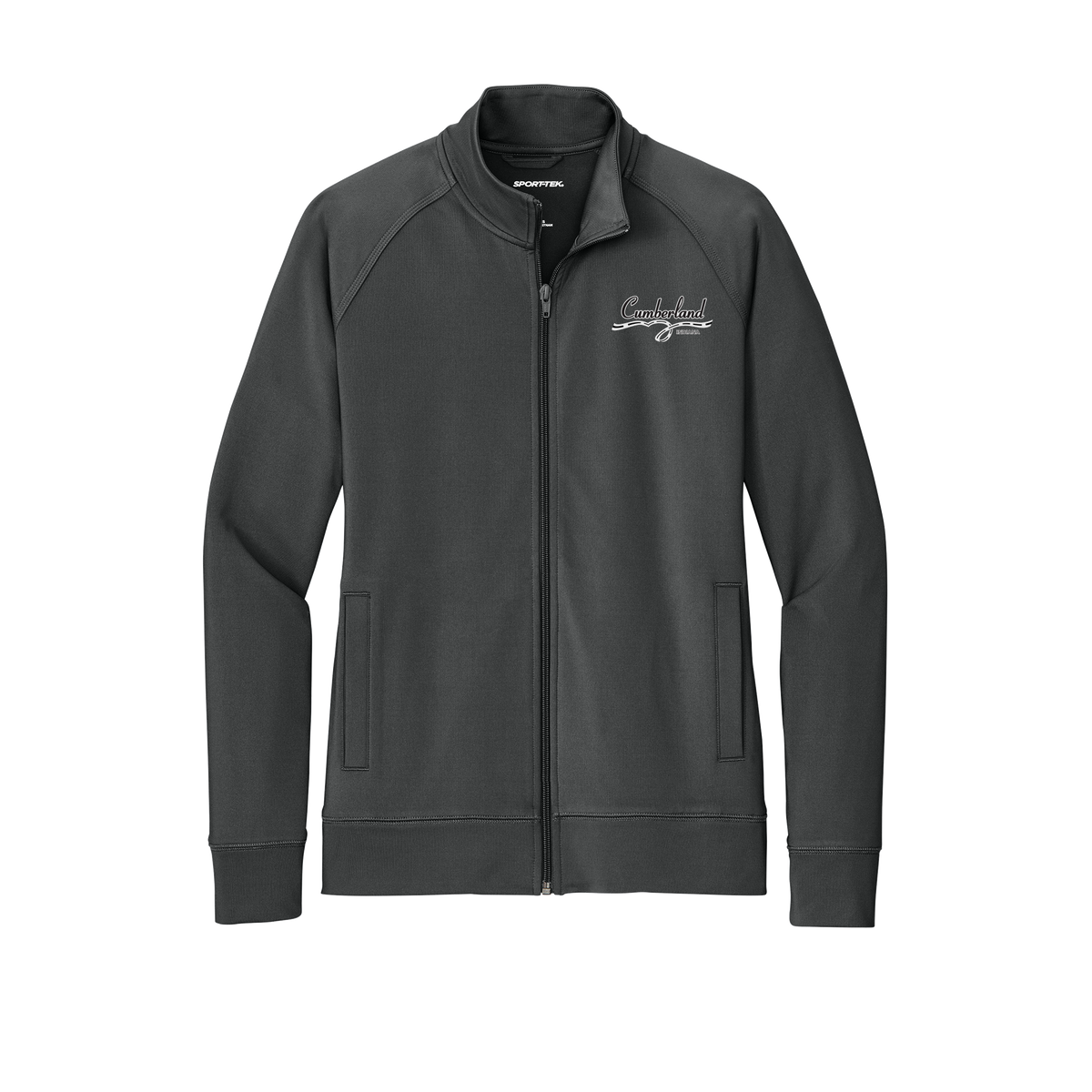 cumberland-sport-tek-womens-cadet-jacket-embroidery-leftchest-LST857-charcoalgrey-flat-front
