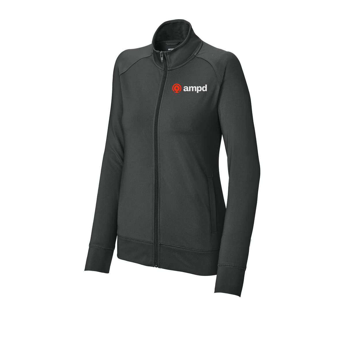 ampd-sport-tek-womens-cadet-jacket-embroidery-leftchest-LST857-charcoalgrey-flat-front