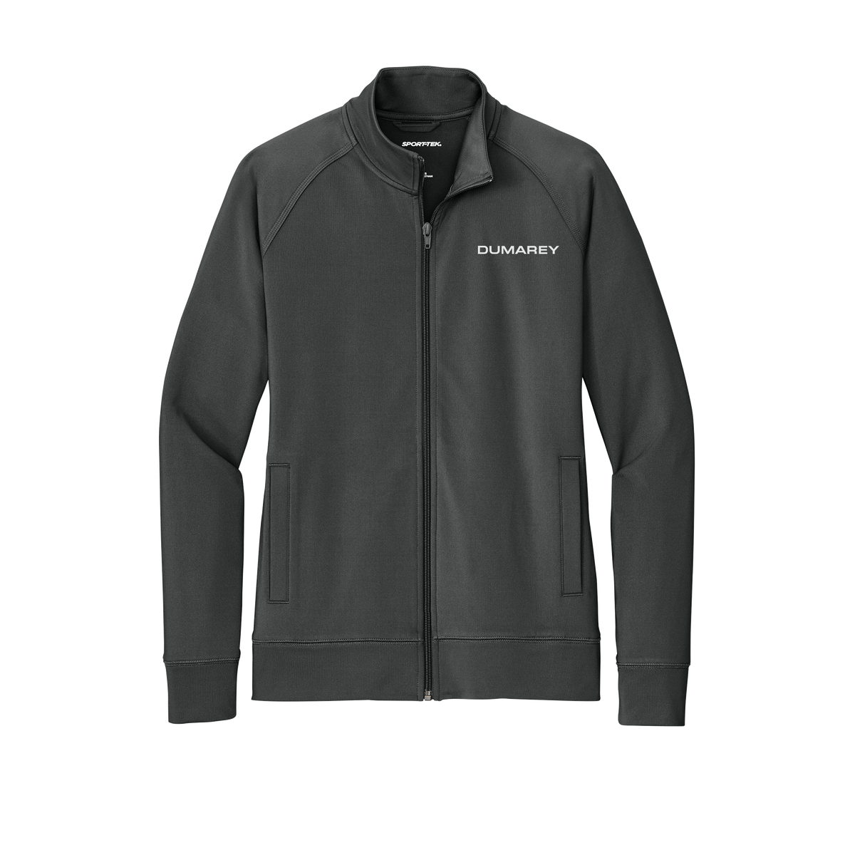 dumarey-sport-tek-womens-cadet-jacket-embroidery-leftchest-LST857-charcoalgrey-flat-front