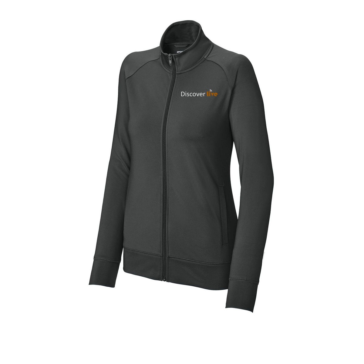 discover-sport-tek-womens-cadet-jacket-embroidery-leftchest-LST857-charcoalgrey-flat-front