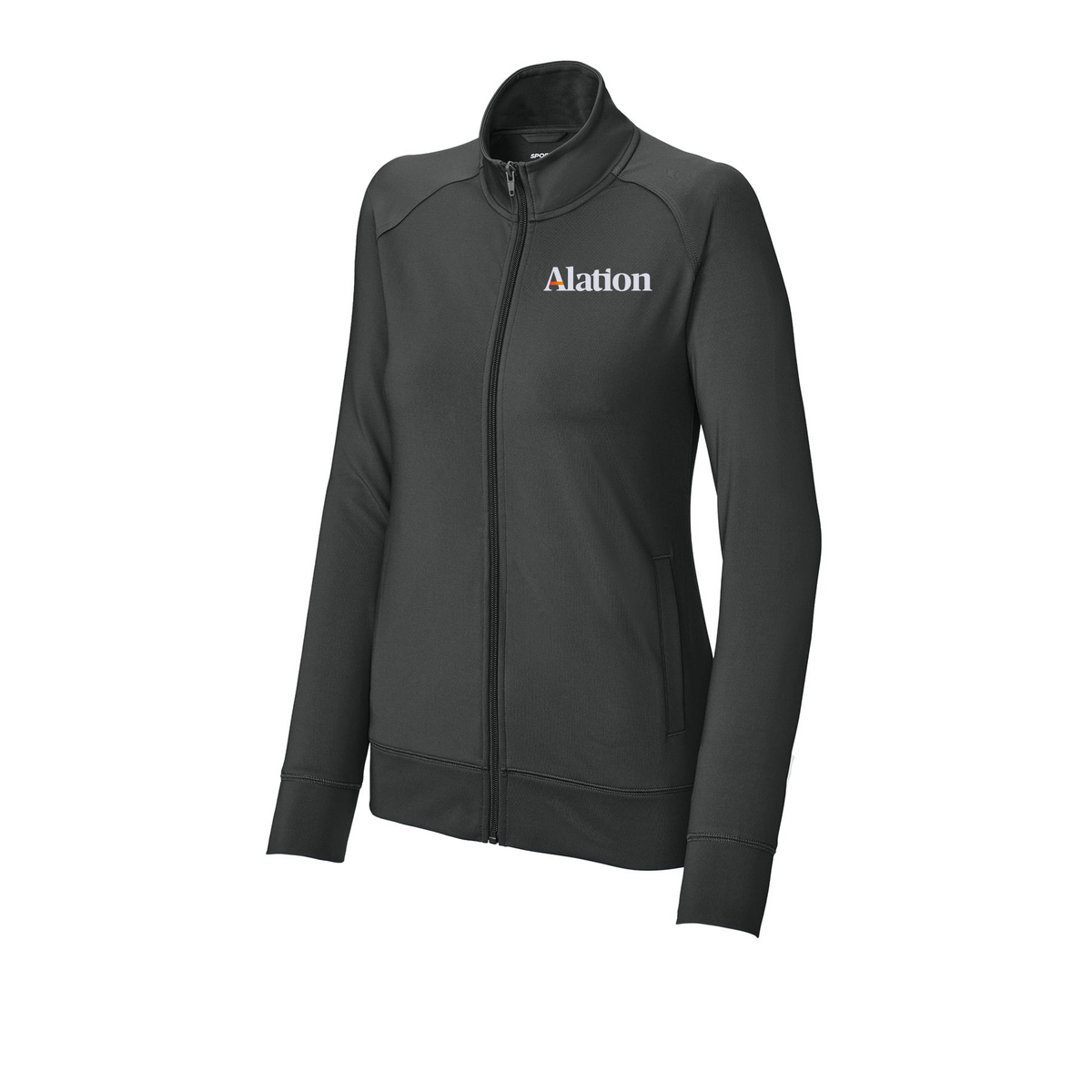 alation-sport-tek-womens-cadet-jacket-embroidery-leftchest-LST857-charcoalgrey-flat-front